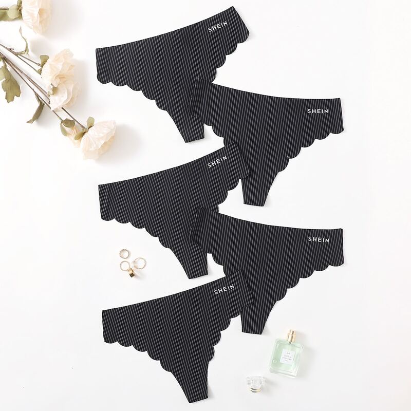 

5pack Striped Panty Set, Black