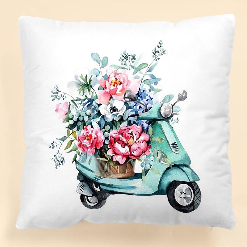 

Flower Print Cushion Cover Without Filler, Multicolor