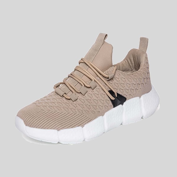 

Men Lace-up Decor Knit Sneakers, Khaki