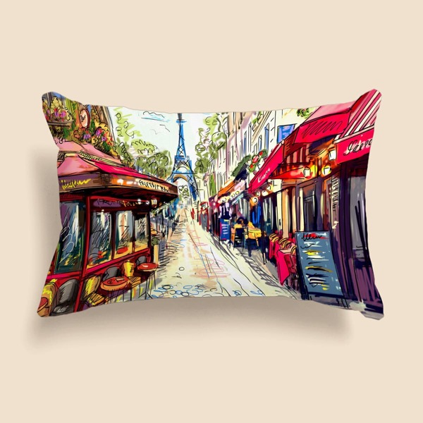 

Street Print Lumbar Pillow Cover Without Filler, Multicolor