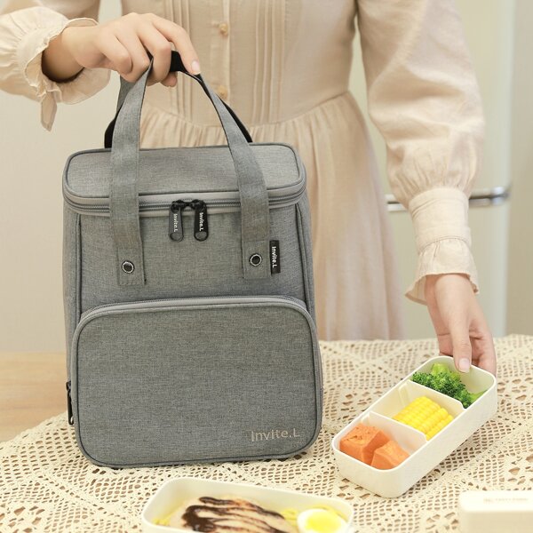 

1pc Portable Lunch Bag, Grey