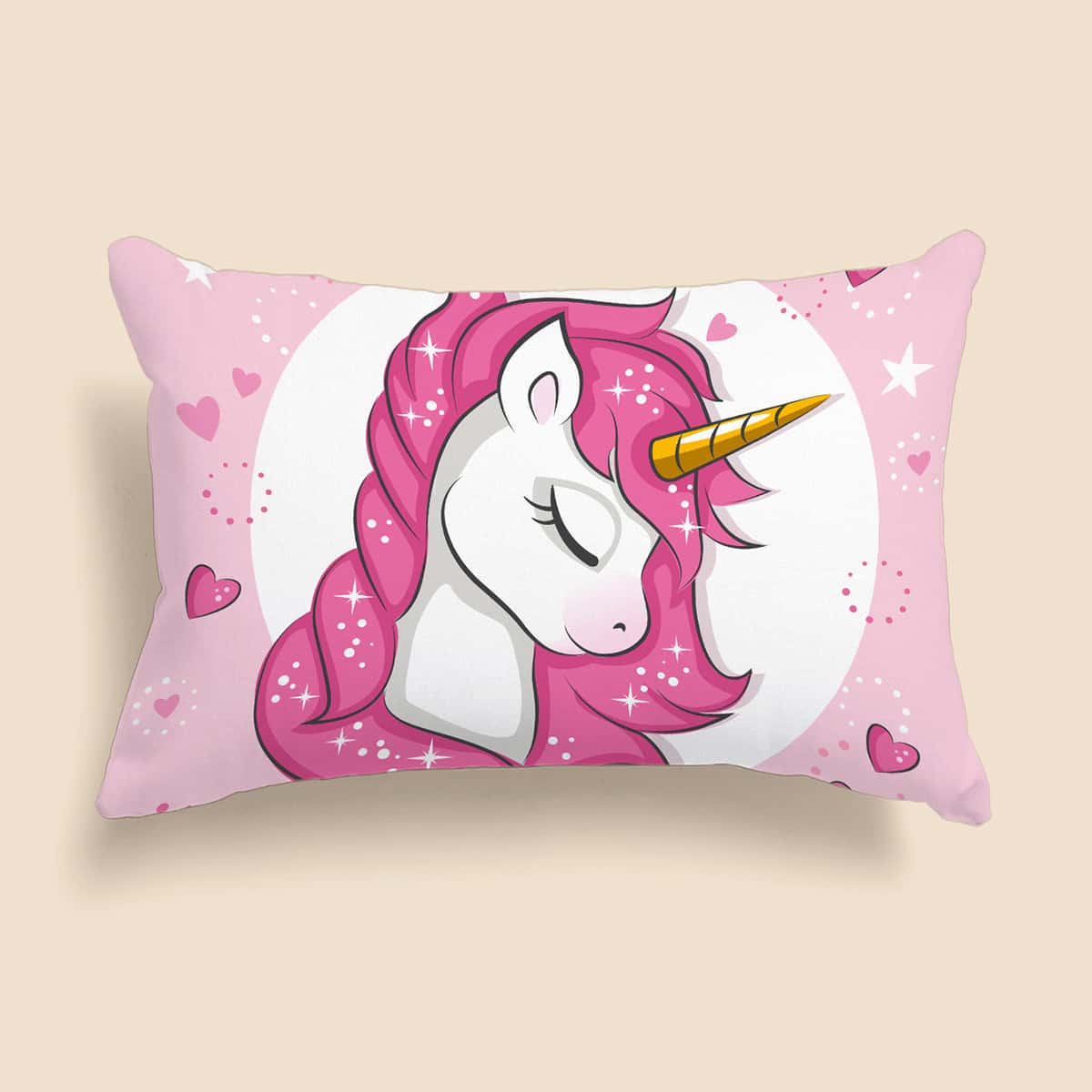 

Unicorn Print Lumbar Pillow Cover Without Filler, Multicolor
