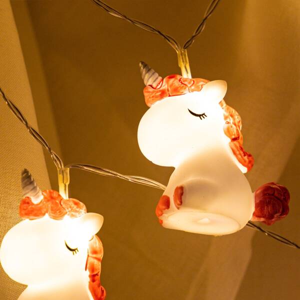 

1pc 1.5m String Light With 10pcs Unicorn Bulb, Yellow