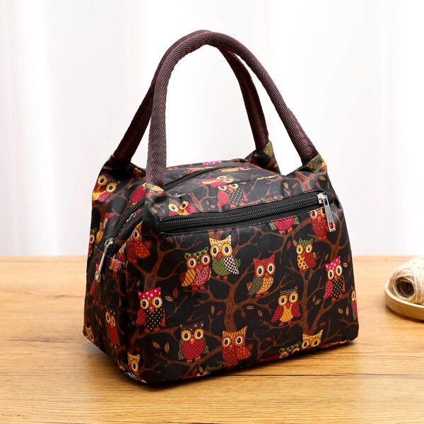 

Cartoon Owl Print Lunch Bag, Multicolor