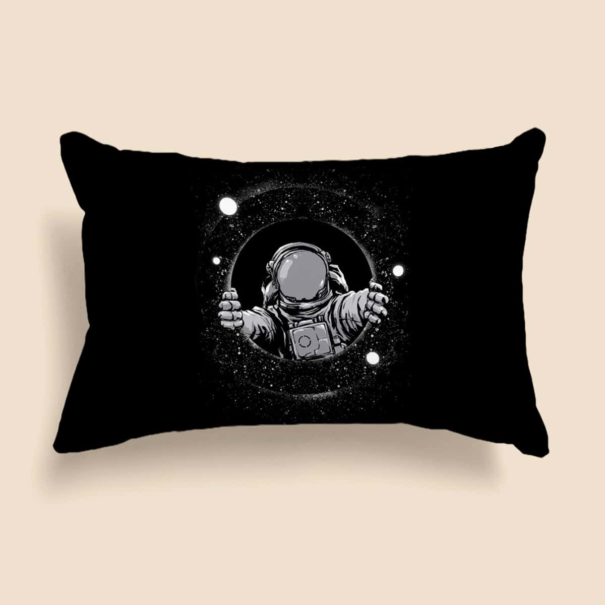 

Astronaut Print Lumbar Pillow Cover Without Filler, Black