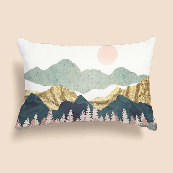 

Landscape Print Lumbar Pillow Cover Without Filler, Multicolor