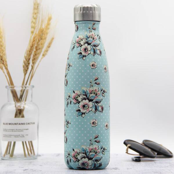 

Flower Print Vacuum Cup, Blue