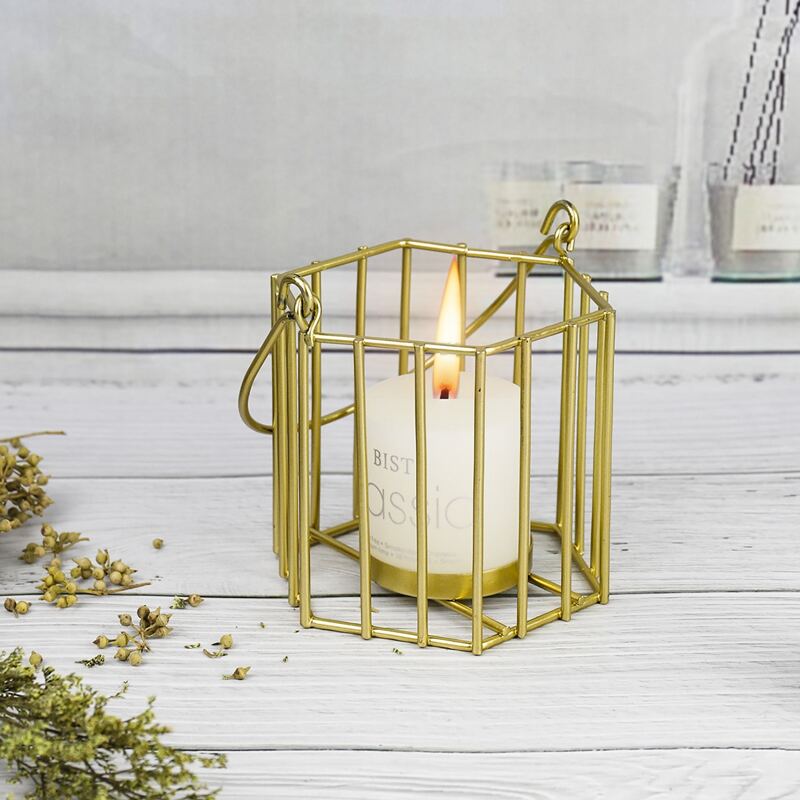 

1pc Iron Candle Holder, Gold