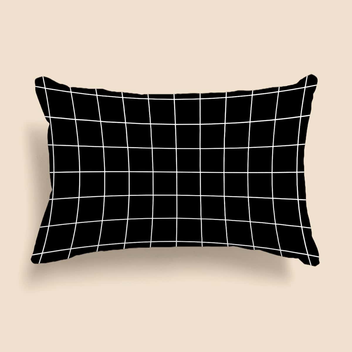 

Plaid Lumbar Pillow Cover Without Filler, Black