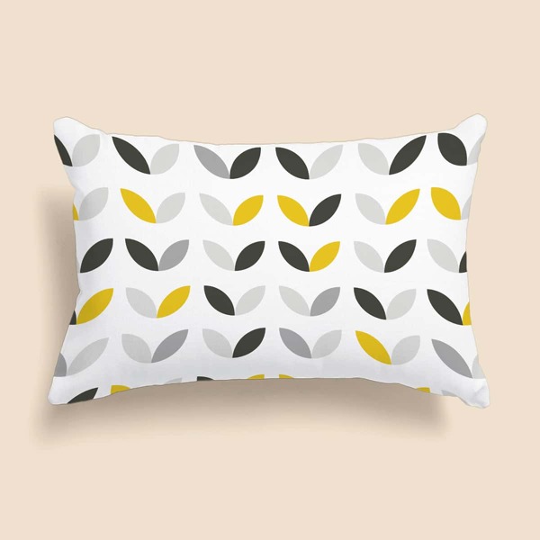 

Graphic Print Lumbar Pillow Cover Without Filler, White