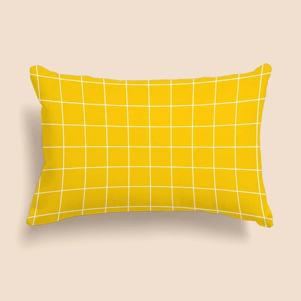 

Plaid Lumbar Pillow Cover Without Filler, Yellow
