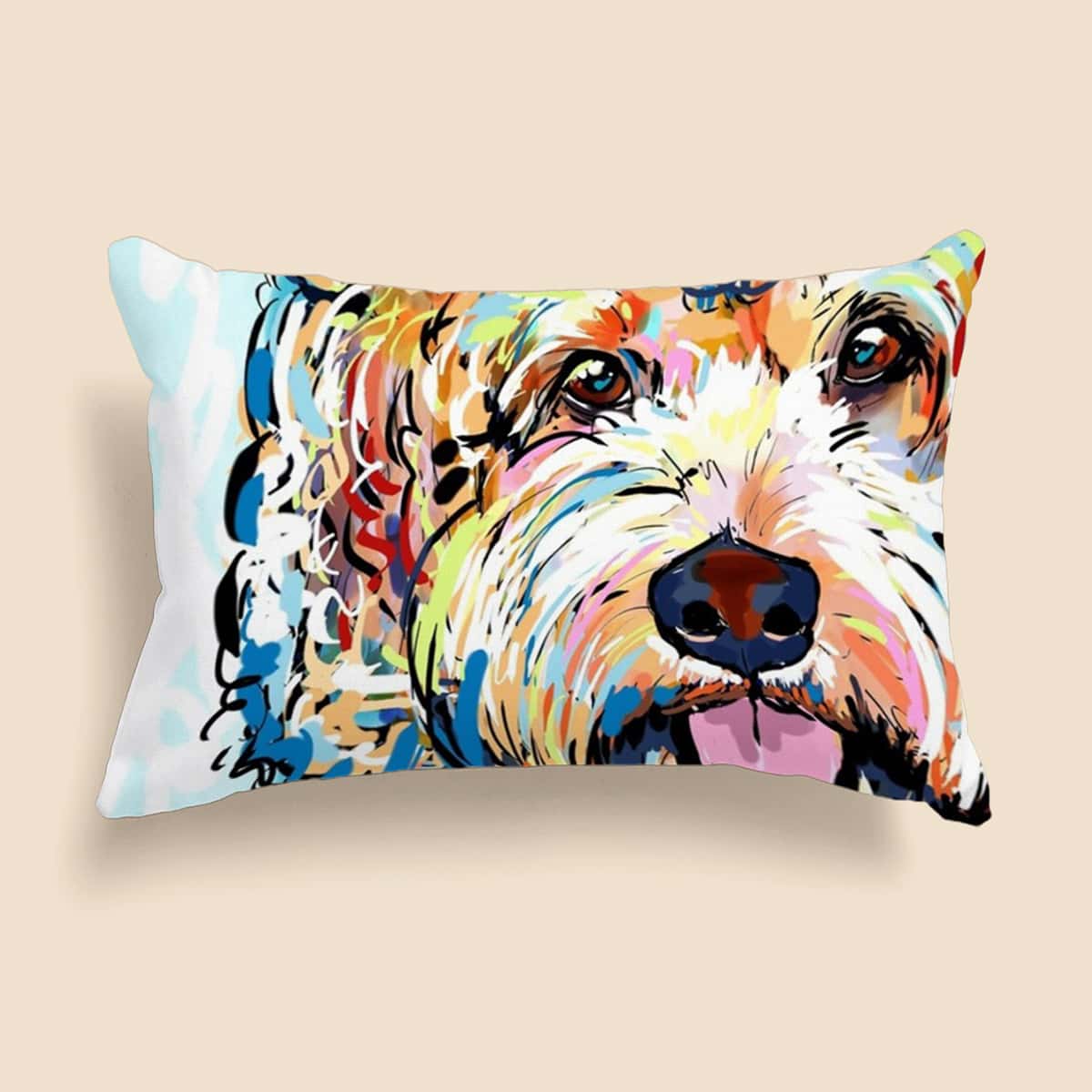 

Dog Print Lumbar Pillow Cover Without Filler, Multicolor