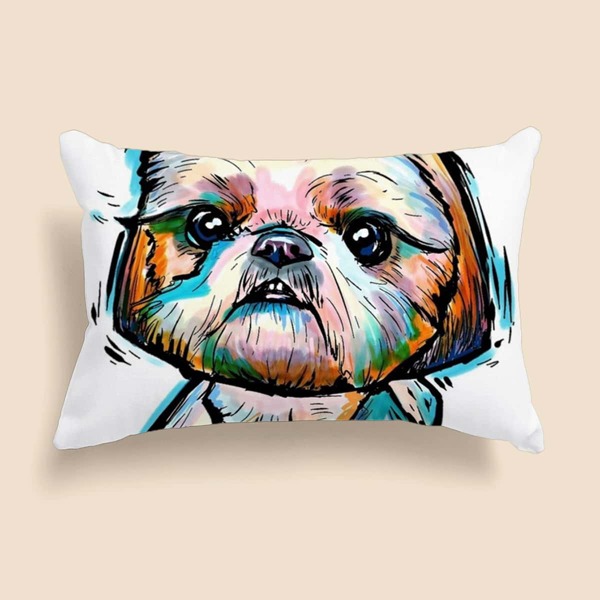 

Dog Print Lumbar Pillow Cover Without Filler, Multicolor