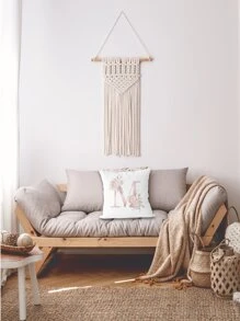 1入組字母和花卉印花靠墊套無填充物方形織物枕套四季皆宜 - 彩色 - 查看 5