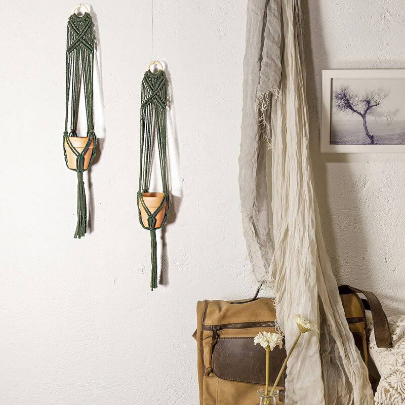 

1pc Woven Macrame Plant Hanger, Green