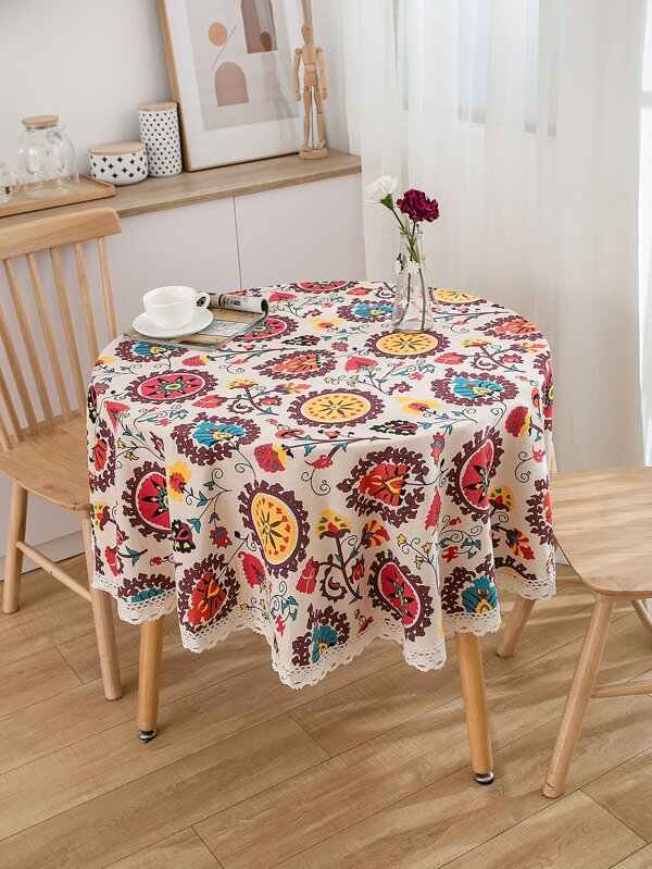 Flower Print Round Tablecloth Shein Eur Flower Print Round Tablecloth Shein Eur, Fall Round Tablecloths
