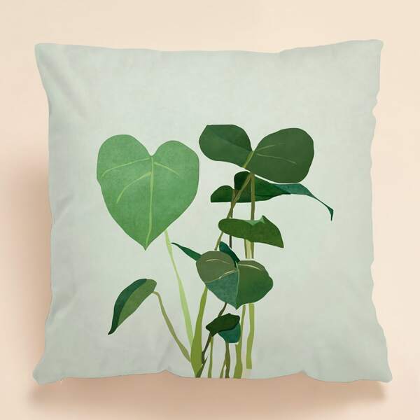 

Plant Print Cushion Cover Without Filler, Green