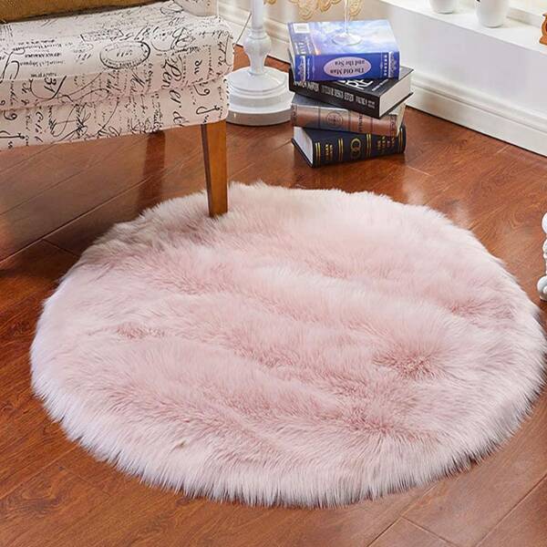 

Round Plush Carpet, Pink