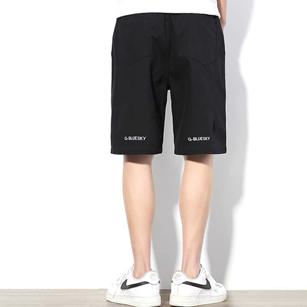 

Men Letter Graphic Drawstring Waist Track Shorts, Black