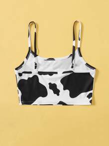 SHEIN Girls Cow Print Cami Top - Black and White - View 2