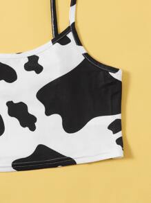 SHEIN Girls Cow Print Cami Top - Black and White - View 3