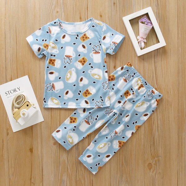

Toddler Boys Allover Drink Print Tee & Pants, Multicolor