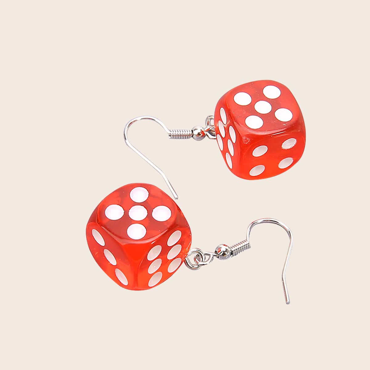 

Dice Drop Earrings, Red
