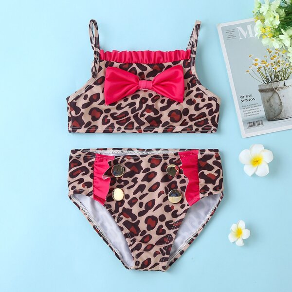 

Toddler Girls Leopard Bow Front Bikini Swimsuit, Multicolor
