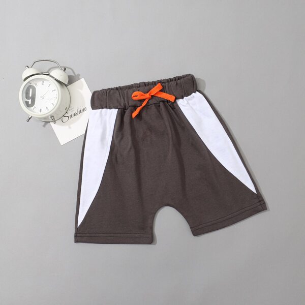 

Toddler Boys Contrast Panel Knot Front Track Shorts, Chocolate brown
