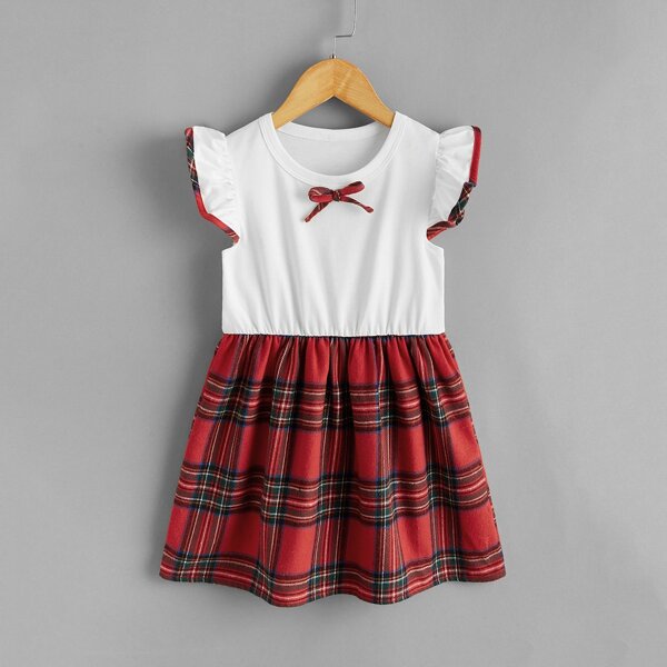 

Toddler Girls Tartan Panel Ruffle Trim Dress, Multicolor