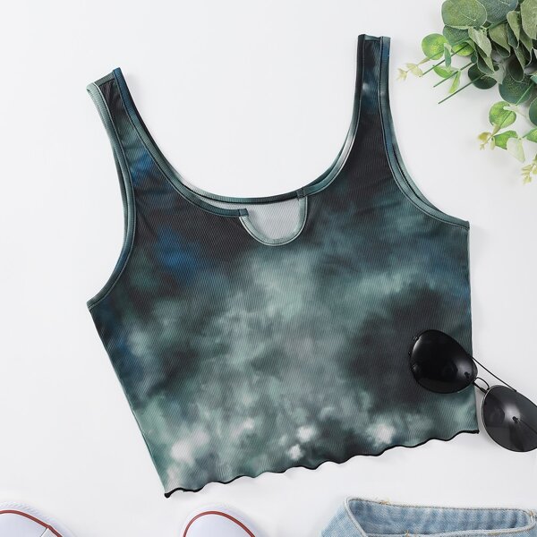 

Tie Dye Lettuce Hem Crop Tank, Multicolor