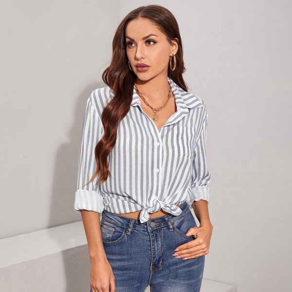 

Two Tone Striped Blouse, Multicolor