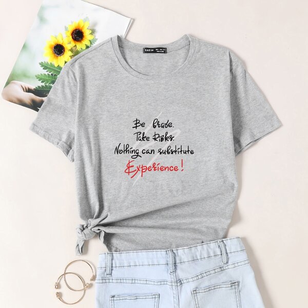 

Slogan Graphic Tee, Light grey