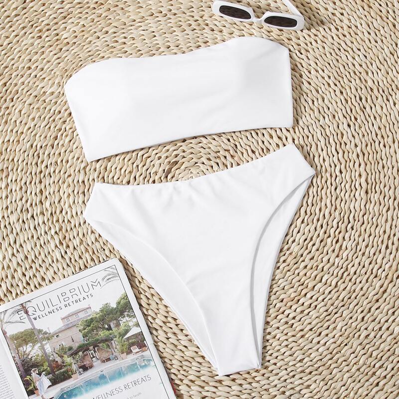 

Bandeau High Waist Bikini Swimsuit, White