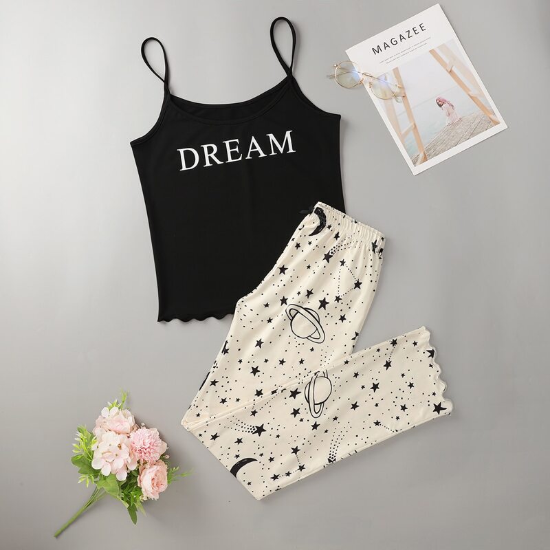 

Letter Galaxy Print PJ Set, Multicolor