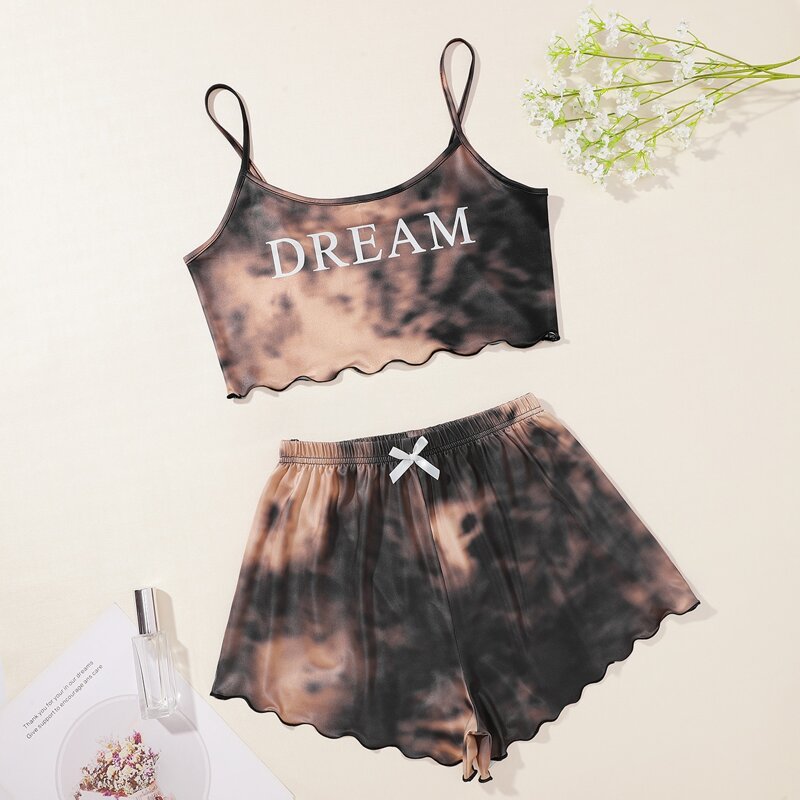 

Letter Tie Dye Shorts PJ Set, Multicolor