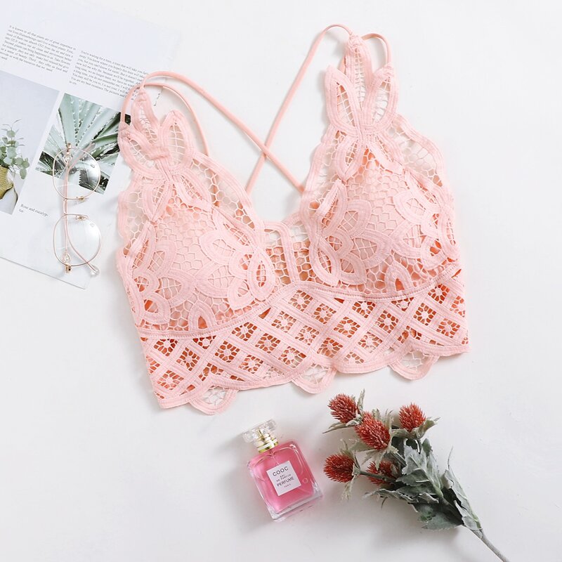 

Guipure Lace Bralette, Pink