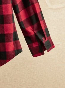 SHEIN LUNE 格紋圖案紐扣襯衫不帶項鍊 - 彩色 - 查看 4