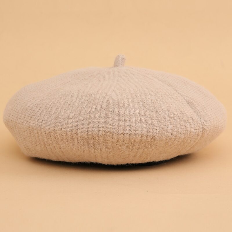 

Solid Knit Beret, Beige