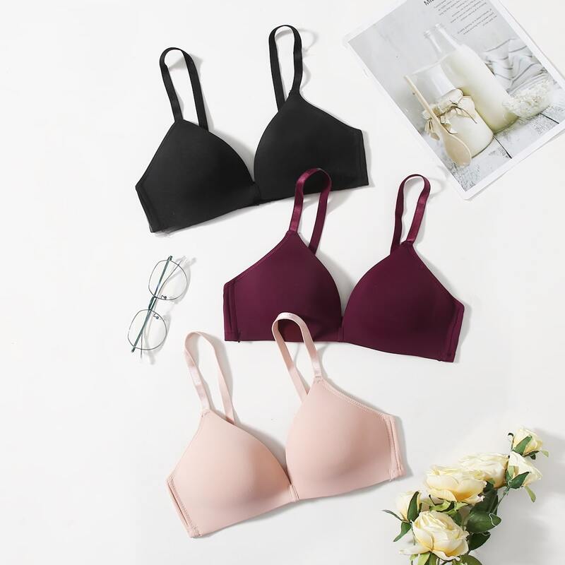 

3pack Simple Bra Set, Multicolor