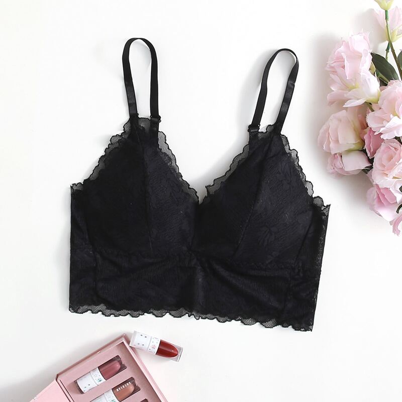 

Solid Lace Bralette, Black