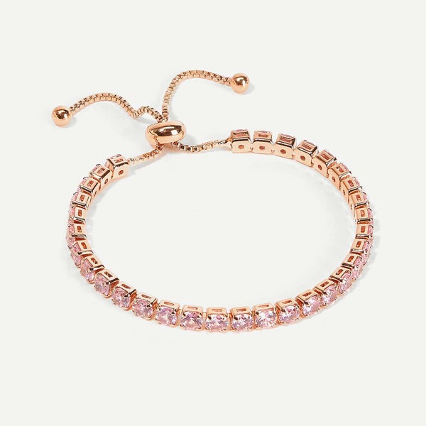 

Zircon Decor Chain Bracelet, Pink
