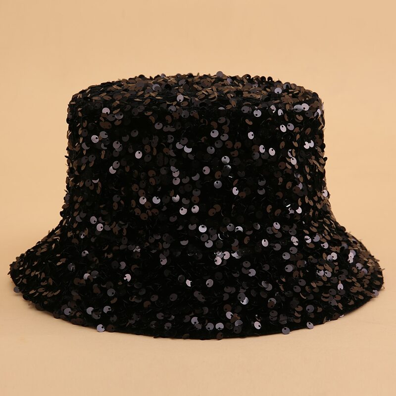 

Sequin Bucket Hat, Black