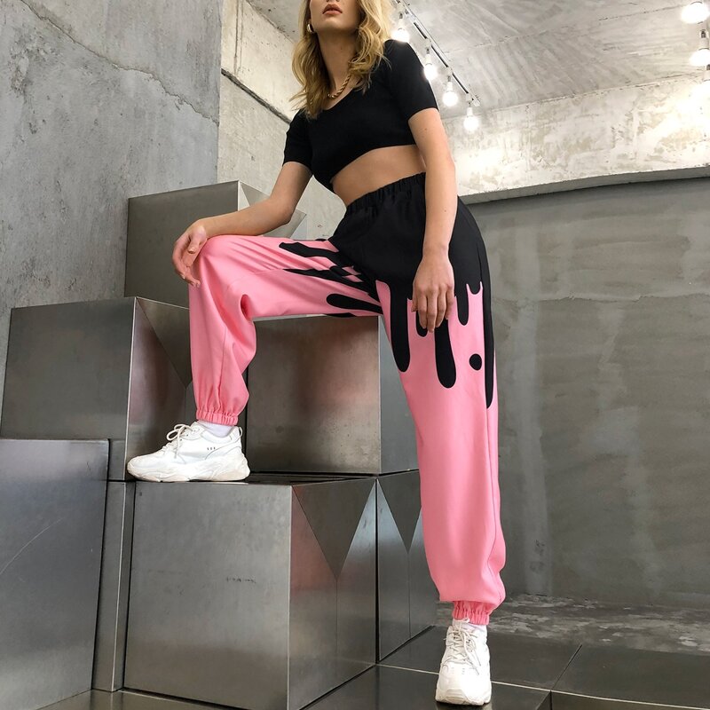 

High Waist Colorblock Sweatpants, Multicolor