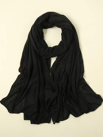 1pc Simple Plain Black Scarf women hijab
