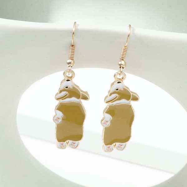 

Dog Drop Earrings, Mustard yellow
