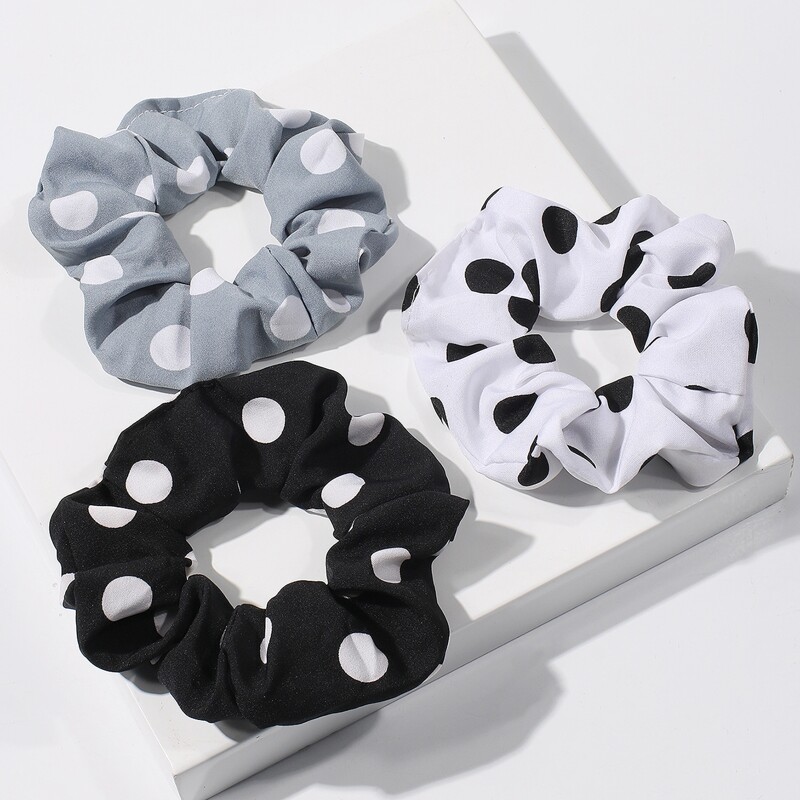 

3pcs Polka Dot Scrunchie, Multicolor