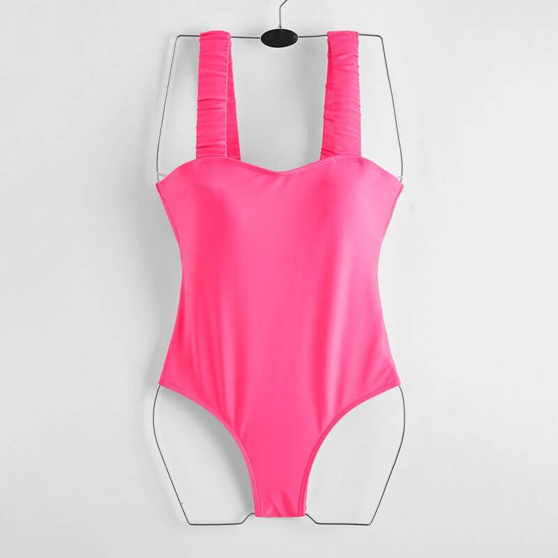 

Solid One Piece Swimsuit, Hot pink