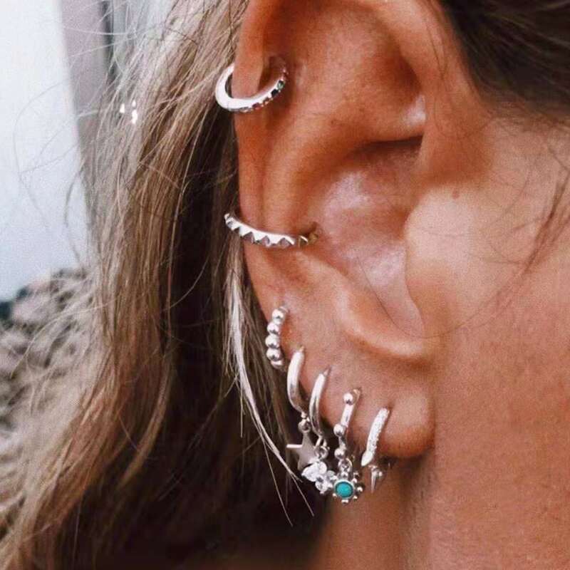 

7pcs Chain Earring Set, Silver