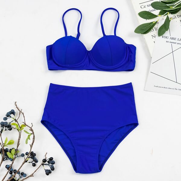 

Push Up High Waisted Bikini Swimsuit, Royal blue